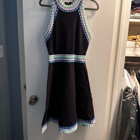 Milly Navy Midi Dress with Colorful Trim - Picture 2 of 5